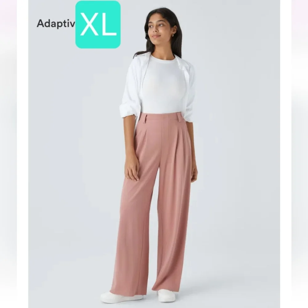 HALARA Wide Leg Pleated Pants in Dusty Rose - Picture 1 of 3